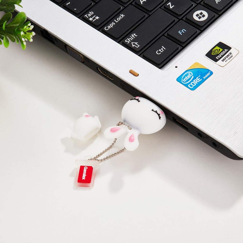 GARRULAX USB Flash Drive, 8GB / 16GB / 32GB USB 2.0 Silicone Cute Animal USB Memory Stick Date Storage Pendrive Thumb Drives (16GB, White Rabbit) - Image 5